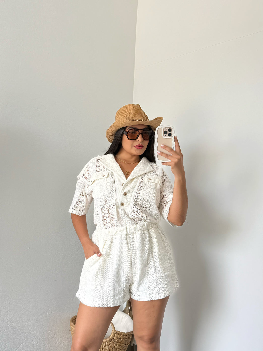 Crochet white Romper