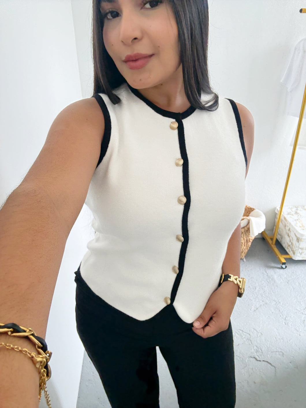 White & Black Vest