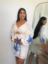 Load image into Gallery viewer, Palm Blue short dress

